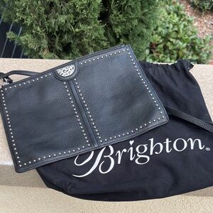 Brighton Black Leather Bag with Silver Studs